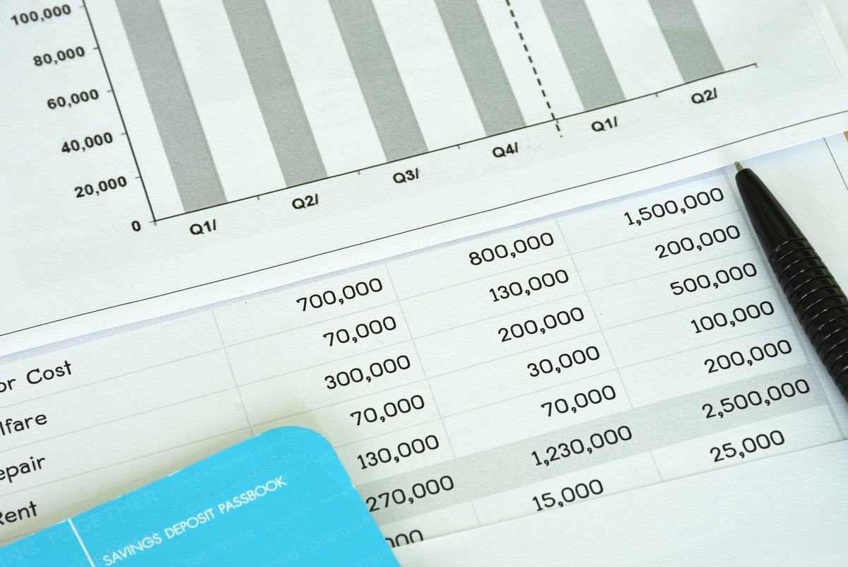 Saving account book bank and Statement with graph for finance and business and loan